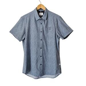 7 Diamonds Liberty 4 Way Stretch Woven Shirt Short Sleeves Men's Blue Stripe S